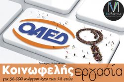 ΟΑΕΔ κοινωφελής εργασία Voucher Ανέργων σε Δήμους, Περιφέρειες, Κέντρα Κοινωνικής Πρόνοιας Περιφερειών Επιδοτούμενα Προγράμματα